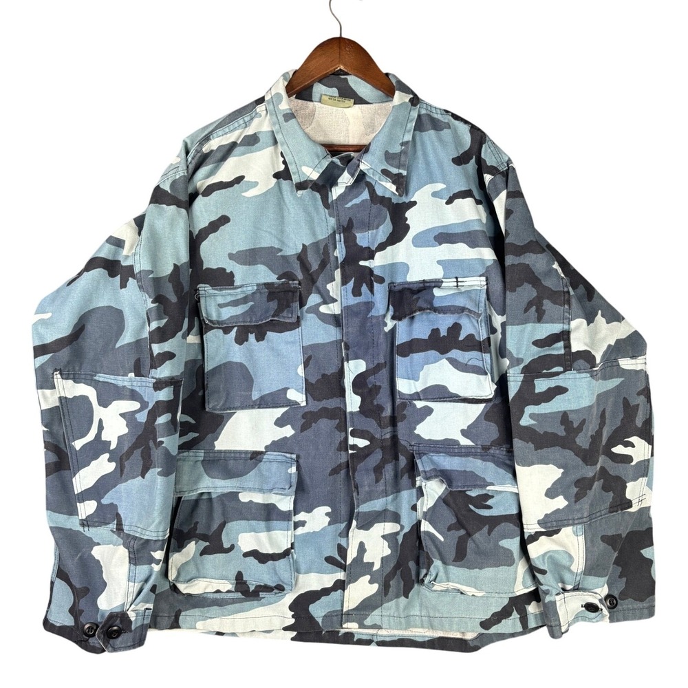 Rothco Military Division Woodland Blue Camo Field Jacket Mens XL Made in USA